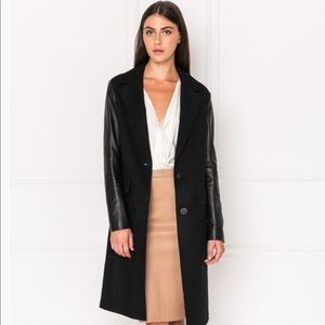 Lemarque MAERA Wool Coat With Leather Sleeves